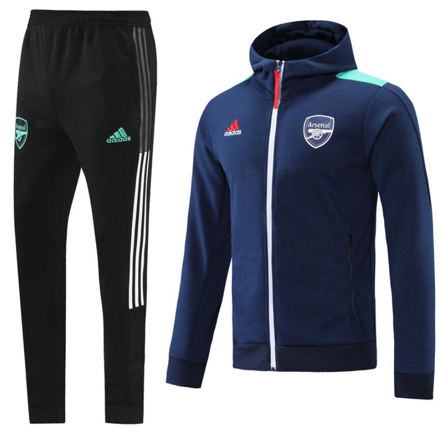 2021/22 Arsenal Navy Training Kits Hoodie Jacket with Pants